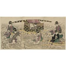 Utagawa Toyokuni I: Crossing the Ôi River - Museum of Fine Arts