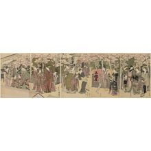 Utagawa Toyokuni I: Cherry Blossoms in Full Bloom at Naka-no-chô in the Yoshiwara - Museum of Fine Arts