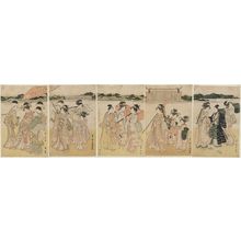 歌川豊国: Lady and Attendants Returning from a Temple Visit - ボストン美術館