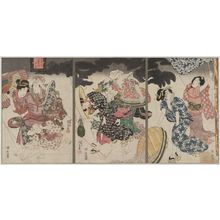 Utagawa Kunisada: The Sixth Month: A Sudden Shower on the Way Home from the Fuji Festival (Minazuki Fuji-gaeri yûdachi) - Museum of Fine Arts