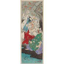 Tsukioka Yoshitoshi: Taira Koremochi Vanquishes a Female Demon at Togakushi Mountain (Taira Koremochi Togakushiyama kijo taiji no zu) - Museum of Fine Arts