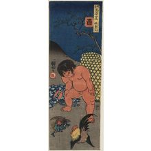 Utagawa Kuniyoshi: Chicken (Tori): Kaidômaru, from the series Heroes Representing the Twelve Animals of the Zodiac (Buyû mitate jûnishi) - Museum of Fine Arts