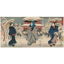 歌川国貞: Famous Places in the Eastern Capital: the Year-end Fair at Asakusa (Tôto meisho Asakusa toshi no ichi) - ボストン美術館