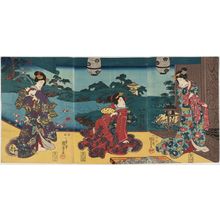 Utagawa Kuniyoshi: Women on Palace Veranda at Night - Museum of Fine Arts