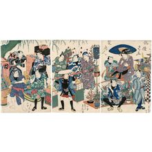 Utagawa Sadatora: Imaginary Scene of Actors as Street Vendors in Summer (Haiyû mitate natsu akindo) - ボストン美術館