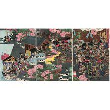 Utagawa Yoshitsuru I: The Downhill Attack at Hiyodorigoe in the Battle of Ichinotani (Ichinotani Hiyodorigoe sakaotoshi no zu) - Museum of Fine Arts