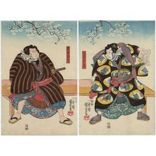 Utagawa Kuniyoshi, 歌川国芳 (Utagawa Kuniyoshi)创作的日本版画《Actors as Akiyama and Onigatake》