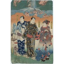 Estampe japonaise "Actors, from right, Iwai Shijaku , Sawamura Tosshô , Ichikawa Kuzô , Sawamura ...nosuke" par Utagawa Kuniyoshi, 歌川国芳 (Utagawa Kuniyoshi)