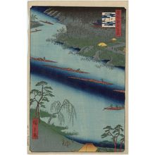 歌川広重: The Kawaguchi Ferry and Zenkôji Temple (Kawaguchi no watashi Zenkôji), from the series One Hundred Famous Views of Edo (Meisho Edo hyakkei) - ボストン美術館