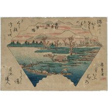 Utagawa Hiroshige, 歌川広重 (Utagawa Hiroshige I)による浮世絵「Leafy Cherry Trees on the Sumida River (Sumidagawa hazakura), from the series Eight Views of the Eastern Capital (Tôto hakkei)」