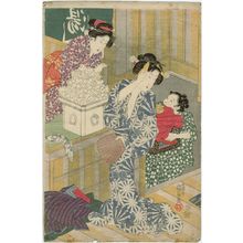 Japanese Print "Women at a Bathhouse (Satsuki sau koyu)" by Utagawa Kunisada, 歌川国貞 (Utagawa Kunisada I (Toyokuni III))