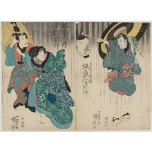 Japanese Print "Actors Bandô Mitsugorô (R), Bandô Tamasaburô and Sawamura Tosshô (L)" by Utagawa Kuniyoshi, 歌川国芳 (Utagawa Kuniyoshi)