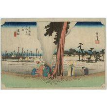 Utagawa Hiroshige: Hamamatsu: Winter Scene (Hamamatsu, fuyugare no zu), from the series Fifty-three Stations of the Tôkaidô (Tôkaidô gojûsan tsugi no uchi), also known as the First Tôkaidô or Great Tôkaidô - Museum of Fine Arts