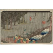 歌川広重: Tsuchiyama: Spring Rain (Tsuchiyama, haru no ame), from the series Fifty-three Stations of the Tôkaidô Road (Tôkaidô gojûsan tsugi no uchi), also known as the First Tôkaidô or Great Tôkaidô - ボストン美術館