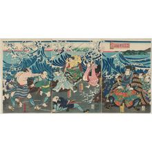 Utagawa Kuniyoshi: The Story of Jiraiya, a Strange Tale of Revenge: Vengence at Shichiri-ga-hama in Sagami Province (Katakiuchi kidan Jiraiya monogatari, Sôshû Shichiri-ga-hama fukushû no zu) - Museum of Fine Arts