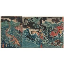 Utagawa Kuniyoshi: (Higo no kuni Mizumata no kaijô ni te Tametomo...) - Museum of Fine Arts