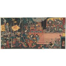 Utagawa Kuniyoshi: Tsûzoku Sangokushi no uchi, Hakumonro ni Sôsô Ryofu o kiru no zu - Museum of Fine Arts