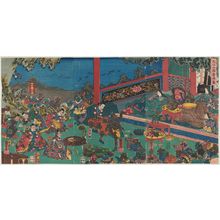 Estampe japonaise "The Drinking Party on Mount Ôe (Ôeyama fukuju shusei)" par Utagawa Kuniyoshi, 歌川国芳 (Utagawa Kuniyoshi)