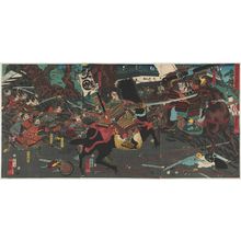 Japanischer Druck "Fierce Combat at the Battle of Kurikaradani (Kurikaradani yûsen no zu)" von Utagawa Kuniyoshi, 歌川国芳 (Utagawa Kuniyoshi)