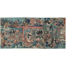 Japanischer Druck "The Eight Dogs of Satomi at a Glance (Satomi Hakkenden ichiran)" von Utagawa Kuniyoshi, 歌川国芳 (Utagawa Kuniyoshi)