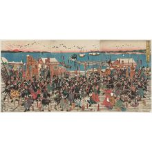 Utagawa Kuniyoshi: The Storehouse of Loyal Retainers: The Faithful Rônin Withdraw to Takanawa (Chûshingura gishi Takanawa hikitori no zu) - Museum of Fine Arts