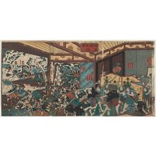 Utagawa Kuniyoshi: The Scene of the Night Attack in The Storehouse of Loyal Retainers (Chûshingura youchi no zu) - Museum of Fine Arts