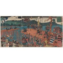 Estampe japonaise "(Taiheiki Tenryûgawa no ukihashi [no] zu)" par Utagawa Kuniyoshi, 歌川国芳 (Utagawa Kuniyoshi)