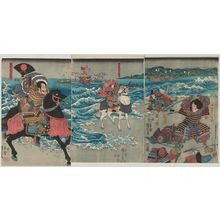 Japanischer Druck "The Battle of Ichinotani" von Utagawa Kuniyoshi, 歌川国芳 (Utagawa Kuniyoshi)