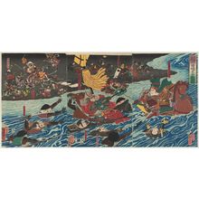 歌川国芳: The Great Battle between Takeda and Uesugi at Kawanakajima (Takeda Uesugi Kawanakajima ôgassen [no] zu) - ボストン美術館