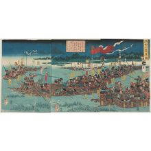 Utagawa Kuniyoshi, 歌川国芳 (Utagawa Kuniyoshi)による浮世絵「Crossing the Sumida River on Rafts (Sumidagawa batto no zu)」