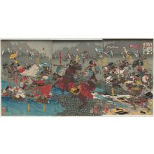 Utagawa Kuniyoshi: The Great Batle at Kawanakajima in Shinano Province (Shinshû Kawanakajima ôgassen no zu) - Museum of Fine Arts