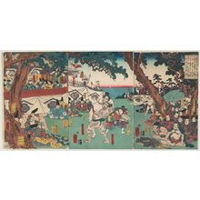 Utagawa Kuniyoshi: Wrestling Match between Kawazu Saburô Sukeyasu and Matano Gorô Kagehisa - Museum of Fine Arts