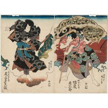 Utagawa Kunisada, 歌川国貞 (Utagawa Kunisada I (Toyokuni III))による浮世絵「Actors Bandô Hikosaburô (R) and Onoe Tamizô as Tenjiku Tokubei (L)」