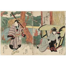 Japanese Print "Actors Segawa Kikunojô V as Okaru (R) and Segawa Kikunojô V as Hayano Kanpei (L)" by Utagawa Kunisada, 歌川国貞 (Utagawa Kunisada I (Toyokuni III))