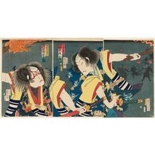 Toyohara Kunichika: Actors Bandô Hikosaburô V as Soga Jûrô Sukenari and Kawarazaki Gonjûrô I as Soga Gorô Tokimune - Museum of Fine Arts