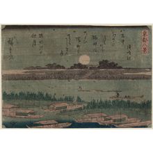 日本版画 "Autumn Moon on the Sumida River (Sumidagawa no shûgetsu), from the series Eight Views of the Eastern Capital (Tôto hakkei)" 由 Utagawa Hiroshige, 歌川広重 (Utagawa Hiroshige I) 创作