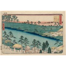 Utagawa Hiroshige: The Kumano Shrine and the Pond of the Twelve Shrines at Tsunohazu in Yotsuya (Yotsuya Tsunohazu Jûnisô ike Kumano yashiro), from the series Famous Places in Edo (Edo meisho no uchi) - Museum of Fine Arts