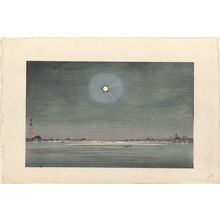 小林清親: Winter moon over Kinryuzan, seen from the bank of the Sumida (Bokutei yori nozomu Kinryuzan fuyu no tsuki), from an untitled posthumous series - ボストン美術館