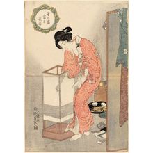 Utagawa Kunisada: Woman Lighting a Lamp, from the series Starlight Frost and Modern Manners (Hoshi no shimo tôsei fûzoku) - Museum of Fine Arts