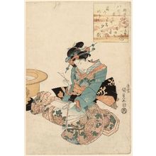 Utagawa Kunisada, 歌川国貞 (Utagawa Kunisada I (Toyokuni III))创作的日本版画《Sunset Glow at Seta, one of the Eight Views [of Ômi] (Hakkei no Seta no sekishô)》