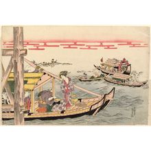 Utagawa Kunisada: Pleasure Boats Passing under a Bridge - Museum of Fine Arts