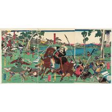 歌川芳員: A Great Battle from the Taiheiki (Taiheiki ôgassen no zu) - ボストン美術館