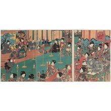 Utagawa Kuniteru: Spring Festivities at the Palace of Flowers (Hana no goten yayoi no nigiwai) - Museum of Fine Arts