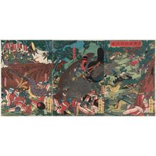 Utagawa Yoshitsuya: Minamoto Yoritomo's Hunting Party (Minamoto Yoritomo makigari no zu) - Museum of Fine Arts