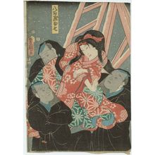 Utagawa Kunisada: Actors Bandô Muraemon I as Kurogo, Ichikawa Kodanji IV as Yaoya Oshichi, Matsumoto Kunigorô as Kurogo - Museum of Fine Arts
