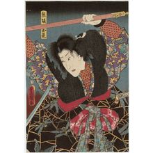 Utagawa Kunisada, 歌川国貞 (Utagawa Kunisada I (Toyokuni III))による浮世絵「Actors Onoe Kikugorô IV as Kumasaka Ochô (R) and Bandô Hikosaburô V as the Female Groom (Onna mago) Ushiwaka Oyoshi (L)」