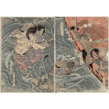 Utagawa Kuniyoshi: Benkei Fighting the Ghost of Taira Tomomori - Museum of Fine Arts