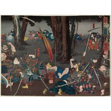 Utagawa Kuniyoshi, 歌川国芳 (Utagawa Kuniyoshi)创作的日本版画《The Night Attack at the Ôbaka Inn (Ôbaka shuku youchi no zu)》