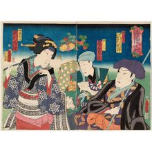 豊原国周: Actors Sawamura Tosshô (R) ,Onoe Kannosuke (C) and Sawamura Tanosuke (L) - ボストン美術館