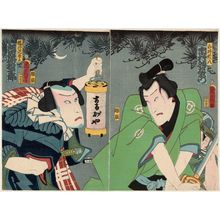 Japanese Print "Actors Ichimura Uzaemon (R) and Kawarazaki Gonjûrô I (L)" by Toyohara Kunichika, 豊原国周 (Toyohara Kunichika)